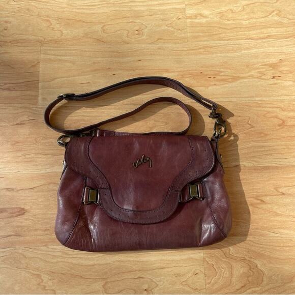 |Velez| Burgundy Leather Shoulder Bag Mermaid Color Braided Embellishment - Picture 2 of 15